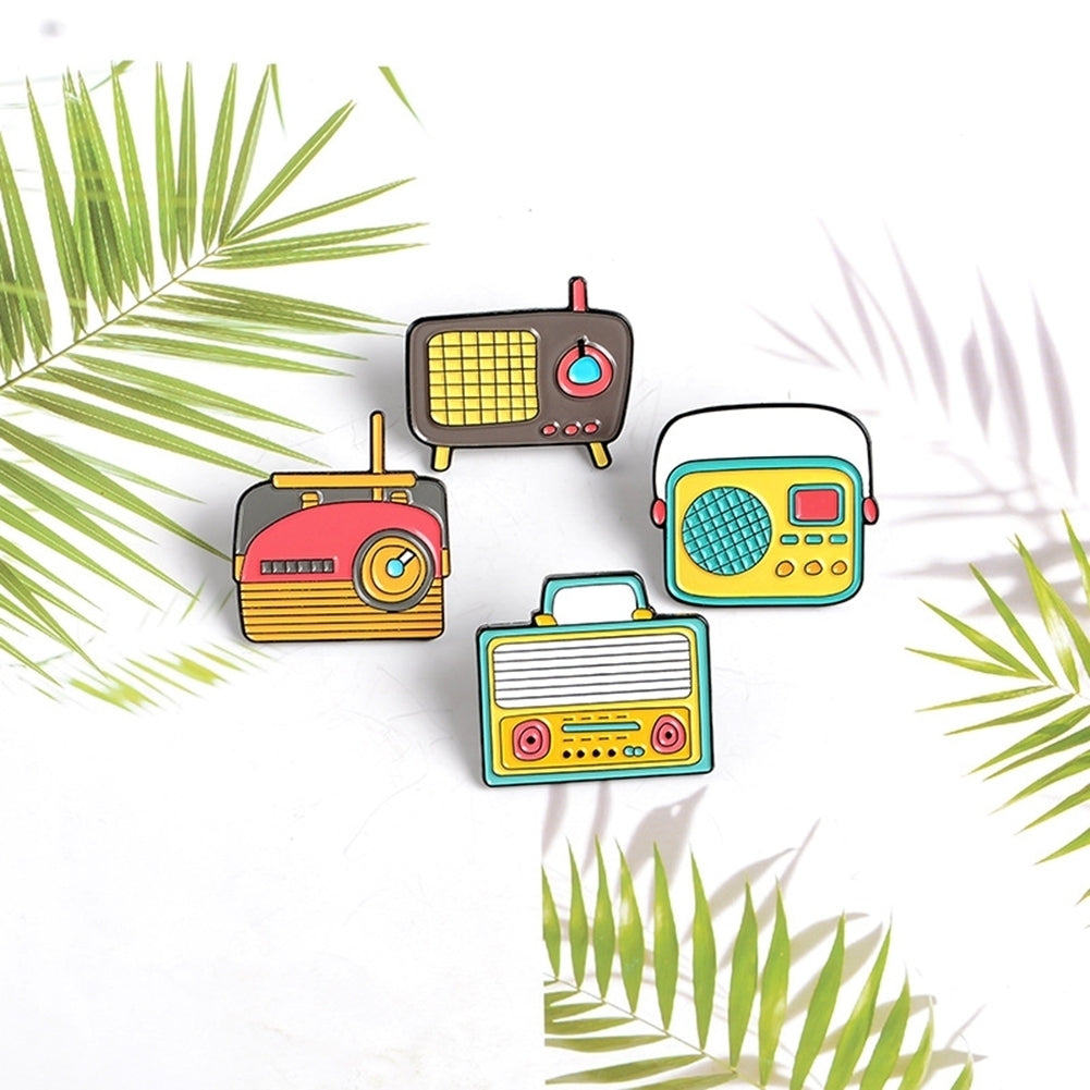 Unisex Cute Cartoon Radio Shaped Brooch Pin Shirt Collar Bag Badge Ornament Image 9