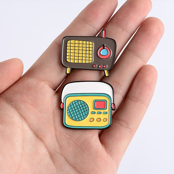 Unisex Cute Cartoon Radio Shaped Brooch Pin Shirt Collar Bag Badge Ornament Image 10