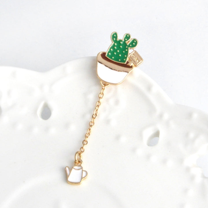 Lovely Unisex Succulent Potted Cactus Pendant Brooch Pin Badge Bag Ornament Image 12