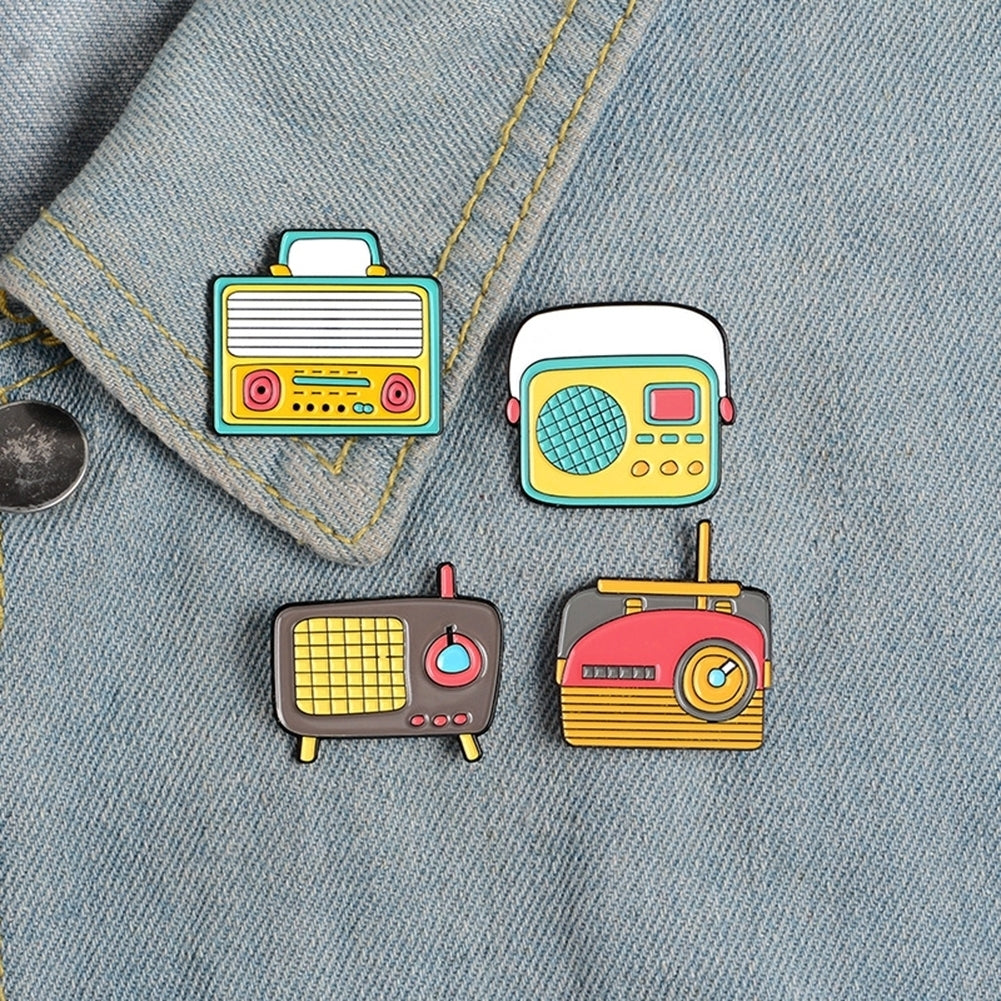 Unisex Cute Cartoon Radio Shaped Brooch Pin Shirt Collar Bag Badge Ornament Image 11