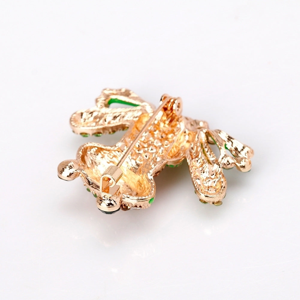 Cute Women Rhinestone Inlaid Frog Enamel Animal Brooch Shirt Collar Badge Decor Image 8