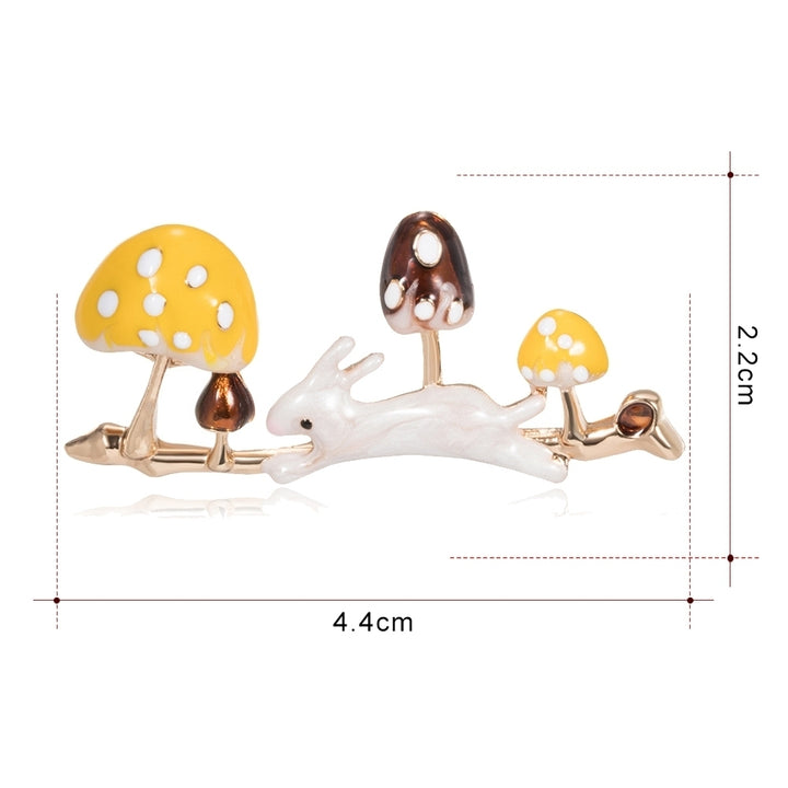 Cute Unisex Running Rabbit Mushroom Enamel Animal Plant Brooch Pin Lapel Badge Image 6