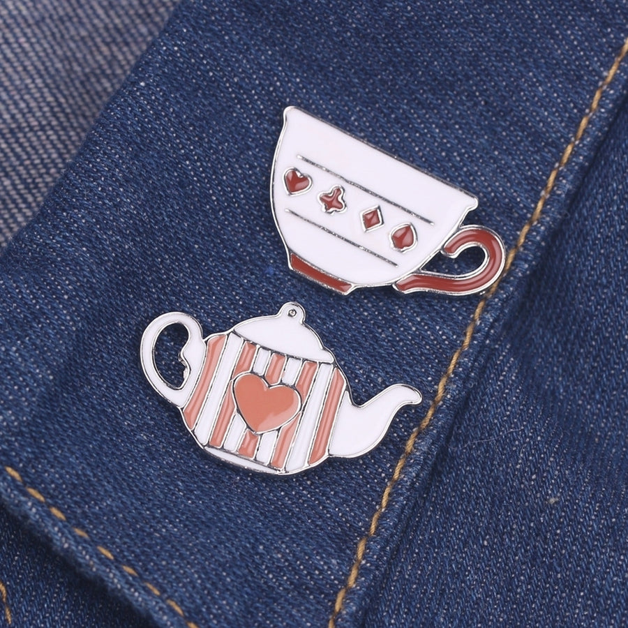 Cute Men Women Coffee Tea Cup Pot Shape Enamel Brooch Pin Bag Badge Decor Gift Image 1