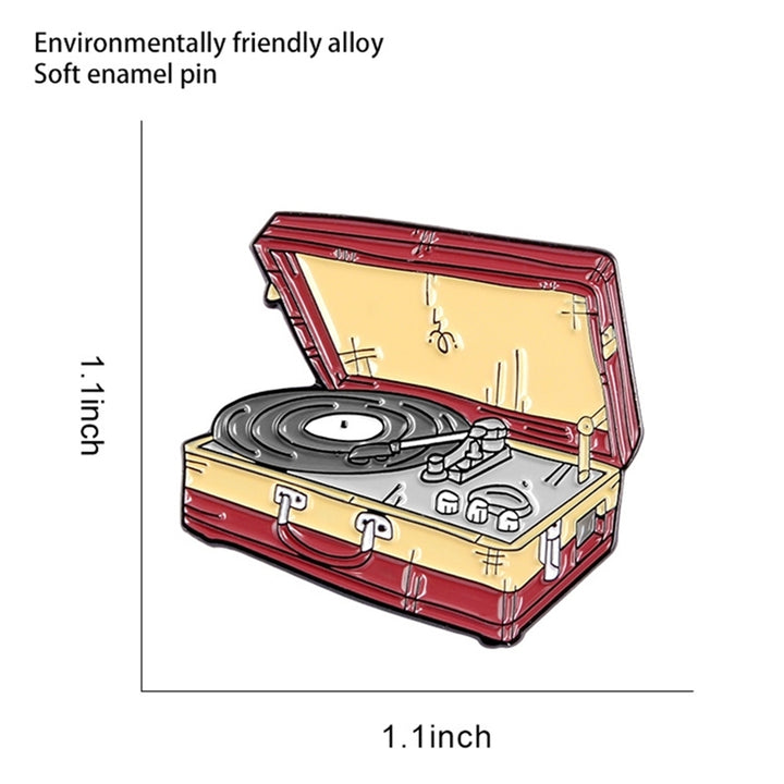 Unisex Suitcase Vinyl Record Player Enamel Brooch Pin Denim Jacket Badge Jewelry Image 8