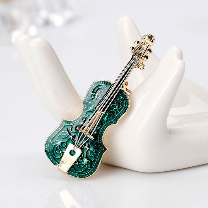 Unisex Violin Shape Enamel Instrument Brooch Pin Corsage Suit Lapel Decoration Image 1