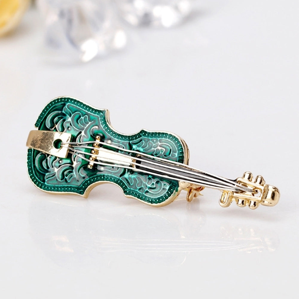 Unisex Violin Shape Enamel Instrument Brooch Pin Corsage Suit Lapel Decoration Image 2