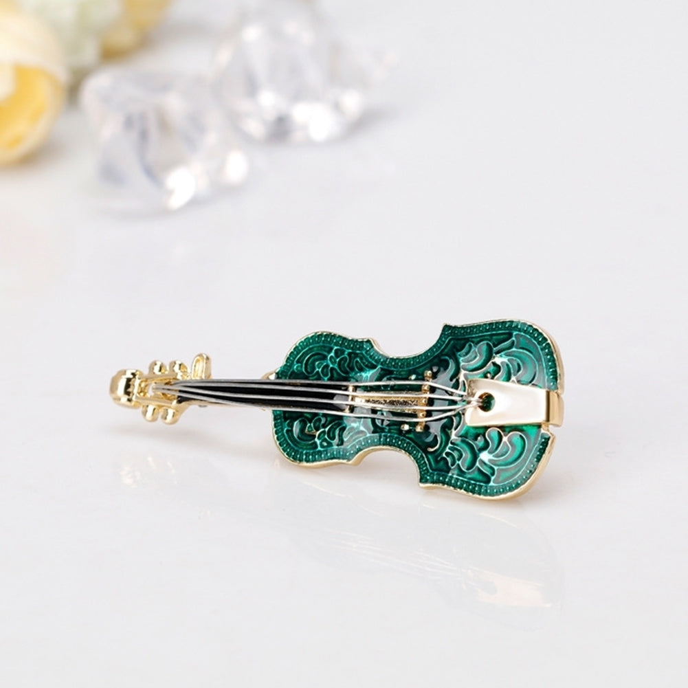 Unisex Violin Shape Enamel Instrument Brooch Pin Corsage Suit Lapel Decoration Image 3