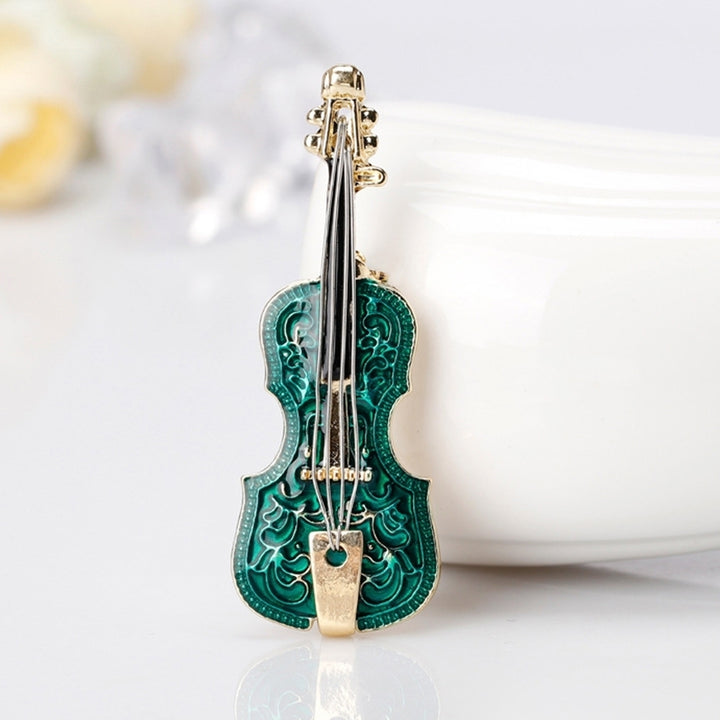 Unisex Violin Shape Enamel Instrument Brooch Pin Corsage Suit Lapel Decoration Image 4