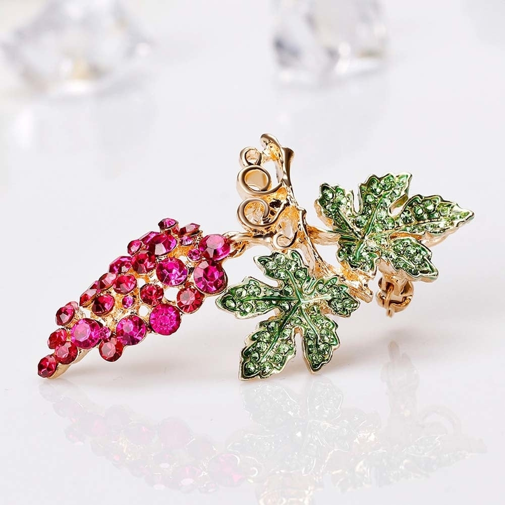 Women Rhinestone Grape Enamel Fruit Brooch Pin Cardigan Shawl Clip Jewelry Gift Image 7