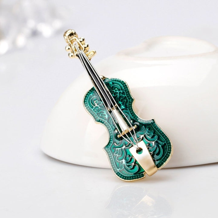 Unisex Violin Shape Enamel Instrument Brooch Pin Corsage Suit Lapel Decoration Image 4