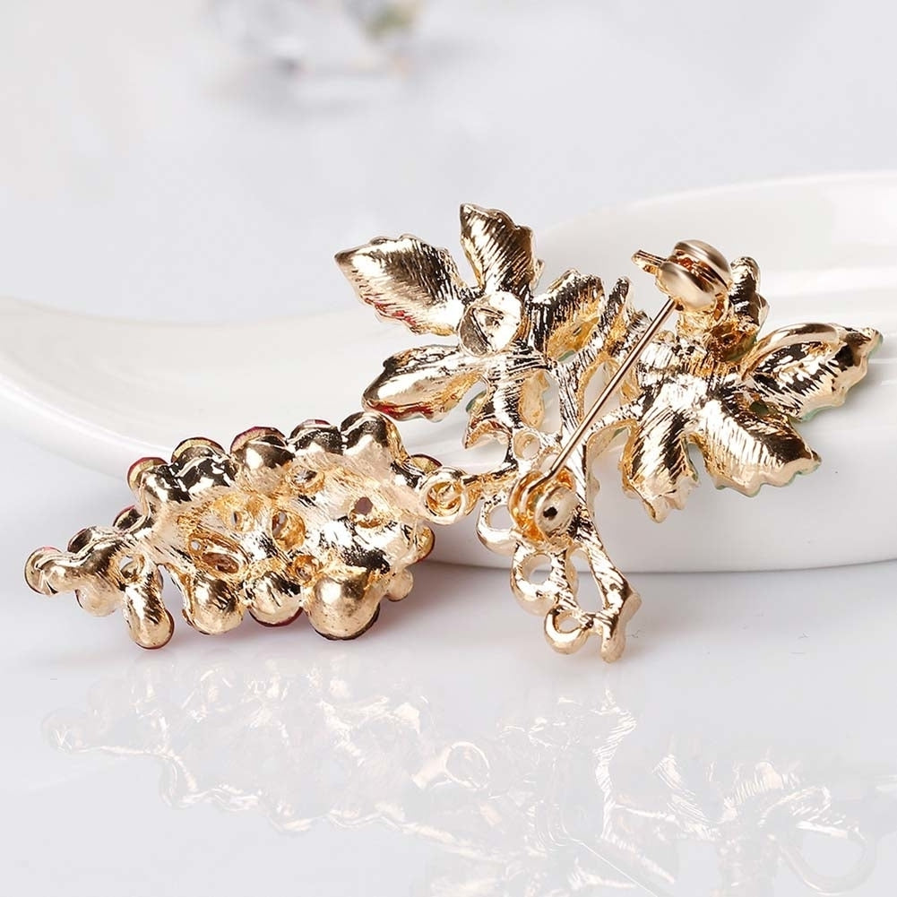 Women Rhinestone Grape Enamel Fruit Brooch Pin Cardigan Shawl Clip Jewelry Gift Image 8