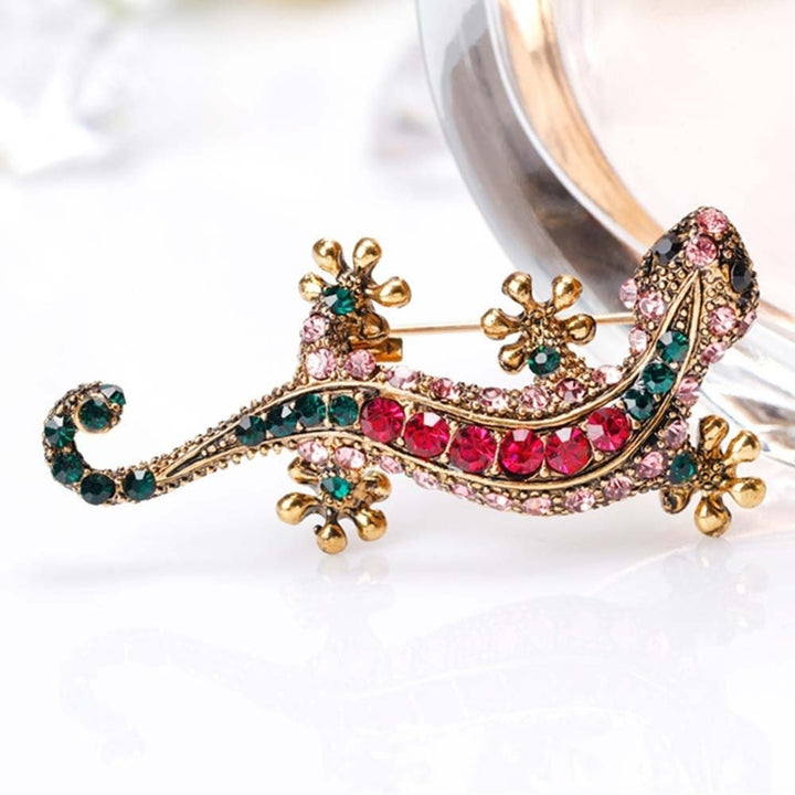 Unisex Rhinestone Lizard Gecko Animal Creeper Brooch Pin Corsage Jewelry Gift Image 3