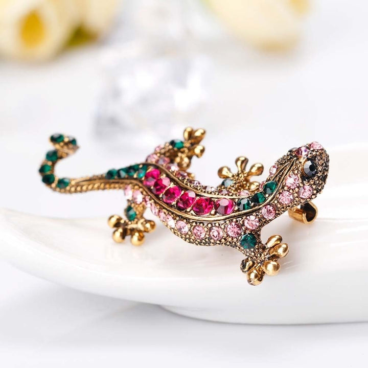 Unisex Rhinestone Lizard Gecko Animal Creeper Brooch Pin Corsage Jewelry Gift Image 6