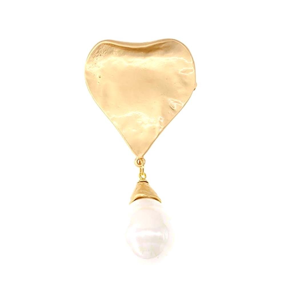 Baroque Women Faux Pearl Heart Shape Brooch Pin Corsage Suit Accessory Jewelry Image 7