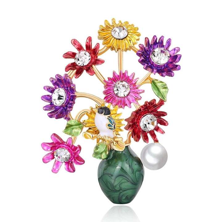 Fashion Women Flower Vase Rhinestone Inlaid Brooch Pin Corsage Lapel Jewelry Image 10