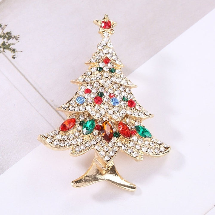 Women Rhinestone Inlaid Christmas Tree Brooch Pin Corsage Scarf Badge Xmas Gift Image 3