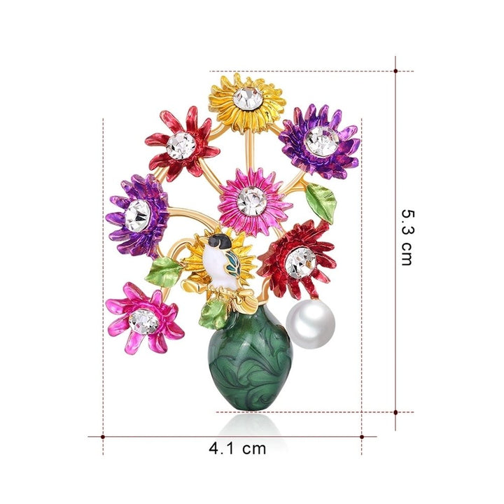 Fashion Women Flower Vase Rhinestone Inlaid Brooch Pin Corsage Lapel Jewelry Image 11