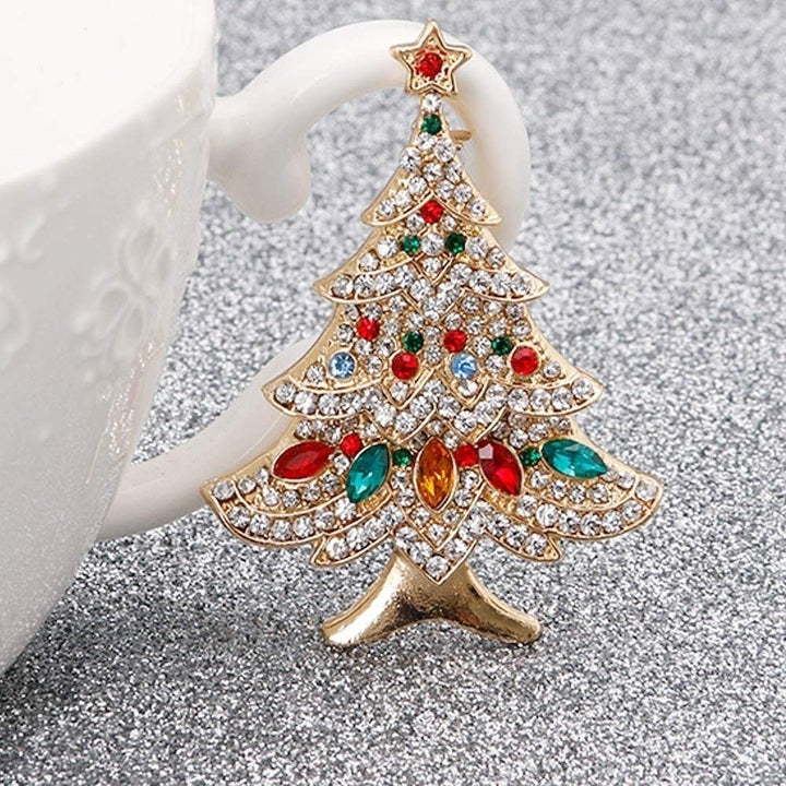 Women Rhinestone Inlaid Christmas Tree Brooch Pin Corsage Scarf Badge Xmas Gift Image 4