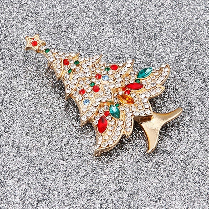 Women Rhinestone Inlaid Christmas Tree Brooch Pin Corsage Scarf Badge Xmas Gift Image 4