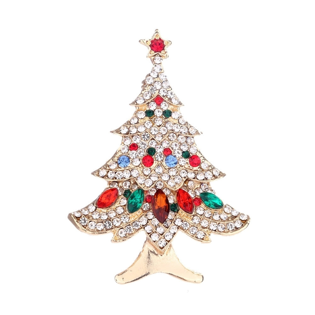 Women Rhinestone Inlaid Christmas Tree Brooch Pin Corsage Scarf Badge Xmas Gift Image 10