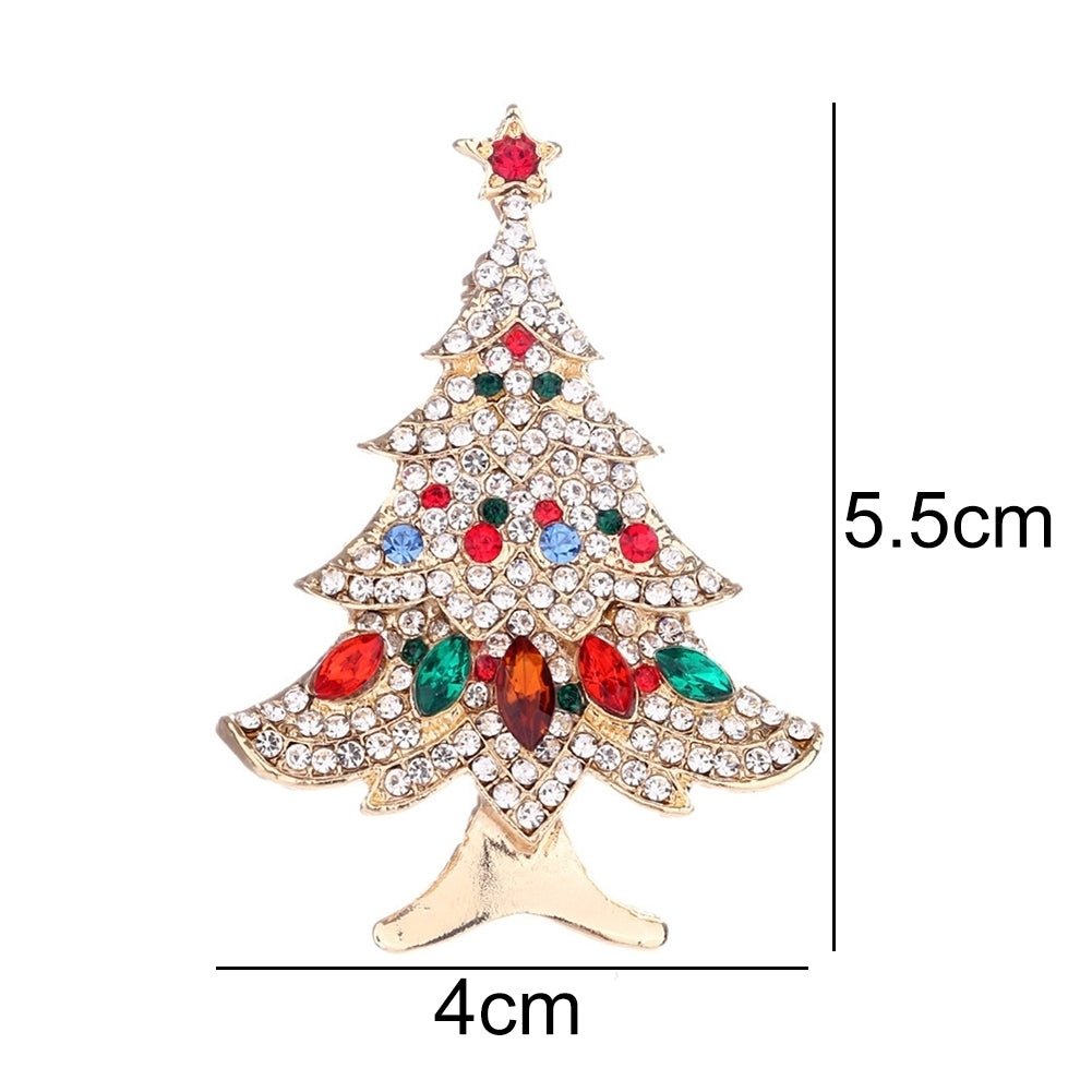 Women Rhinestone Inlaid Christmas Tree Brooch Pin Corsage Scarf Badge Xmas Gift Image 12