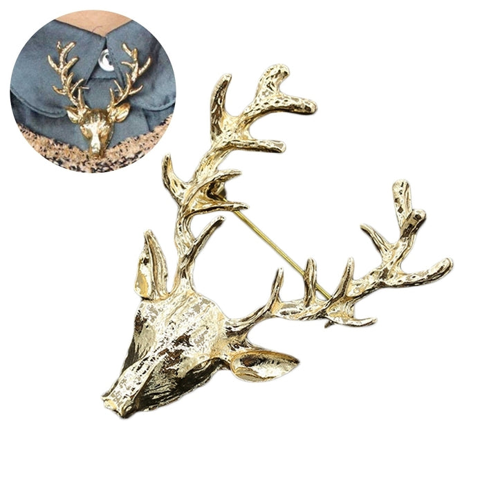 Fashion Unisex Deer Head Antlers Brooch Pin Scarf Lapel Jewelry Christmas Gift Image 1