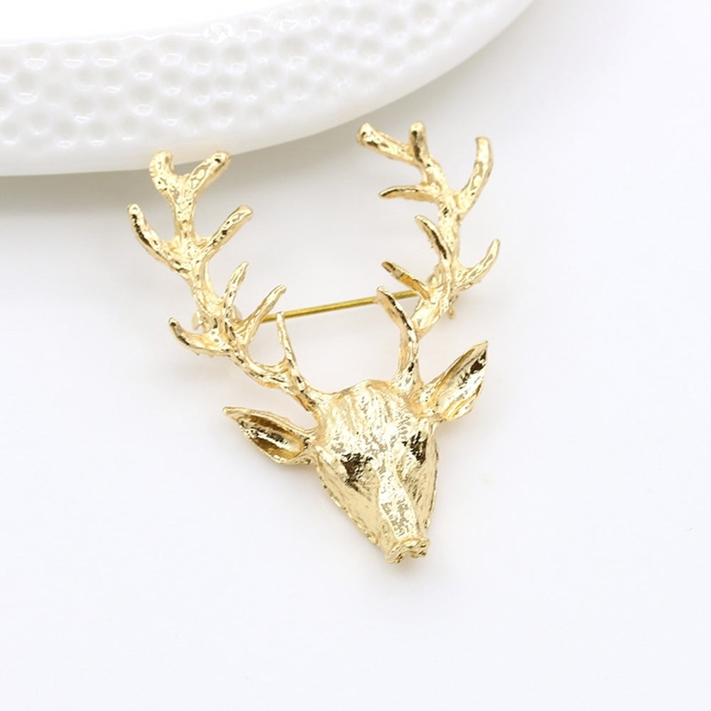 Fashion Unisex Deer Head Antlers Brooch Pin Scarf Lapel Jewelry Christmas Gift Image 2