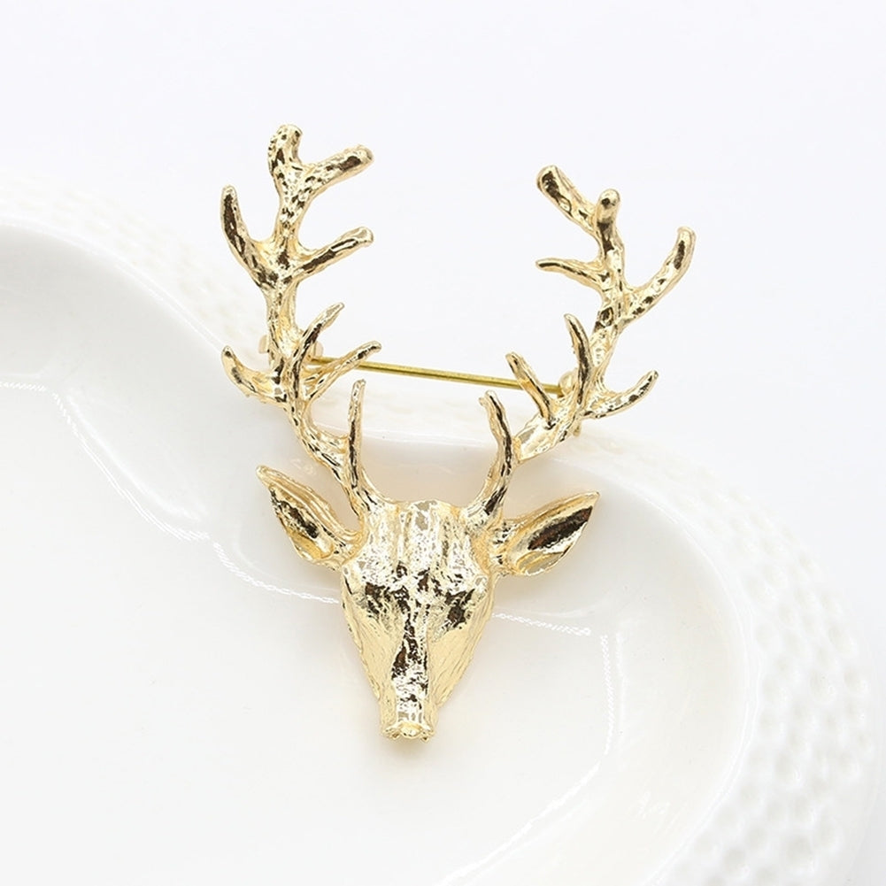 Fashion Unisex Deer Head Antlers Brooch Pin Scarf Lapel Jewelry Christmas Gift Image 4