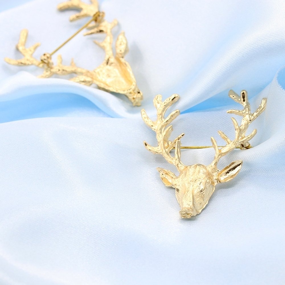 Fashion Unisex Deer Head Antlers Brooch Pin Scarf Lapel Jewelry Christmas Gift Image 6