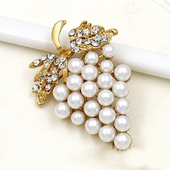 Elegant Women Faux Pearl Rhinestone Grapes Brooch Pin Dress Scarf Accessory Image 7