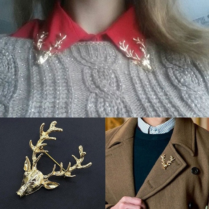 Fashion Unisex Deer Head Antlers Brooch Pin Scarf Lapel Jewelry Christmas Gift Image 11