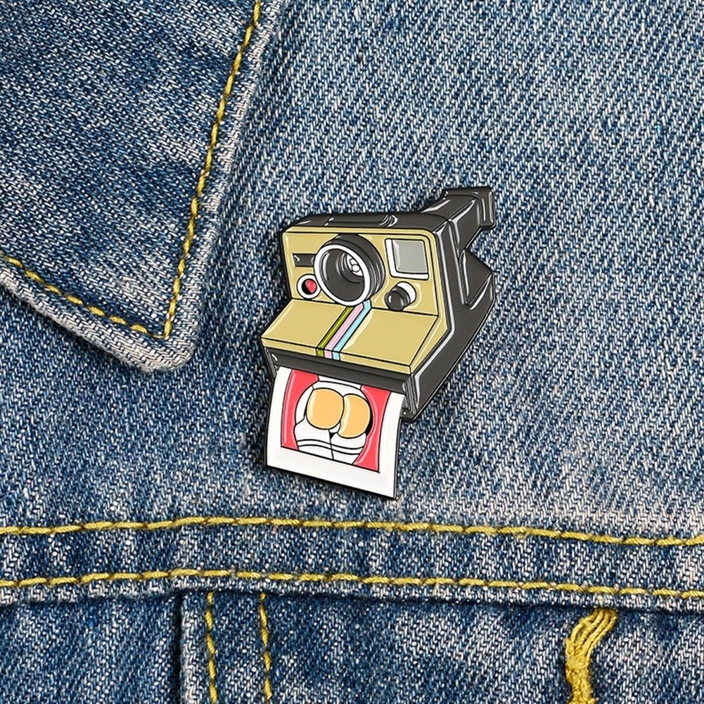 Fashion Cartoon Camera Enamel Alloy Brooch Pin Badge Lapel Denim Jacket Decor Image 1