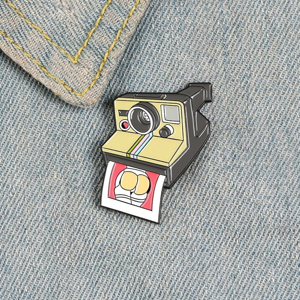 Fashion Cartoon Camera Enamel Alloy Brooch Pin Badge Lapel Denim Jacket Decor Image 2