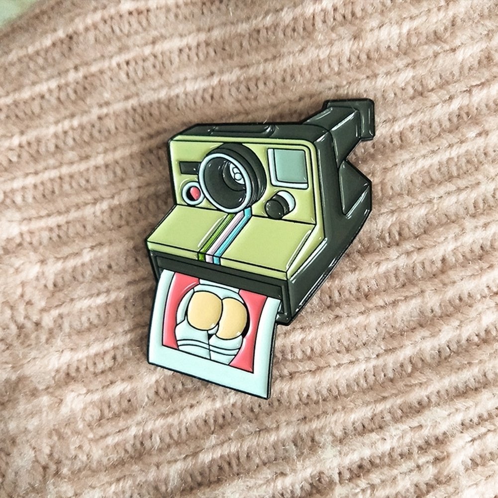 Fashion Cartoon Camera Enamel Alloy Brooch Pin Badge Lapel Denim Jacket Decor Image 4