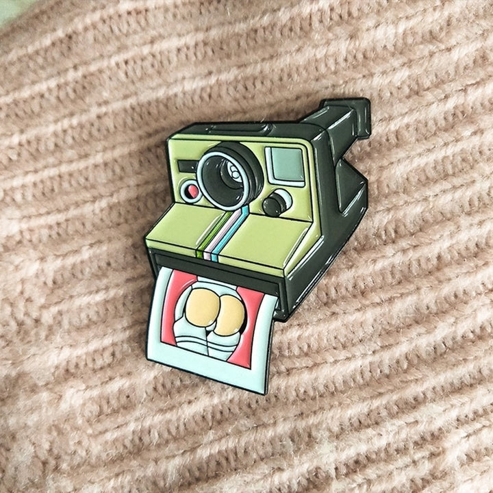 Fashion Cartoon Camera Enamel Alloy Brooch Pin Badge Lapel Denim Jacket Decor Image 4