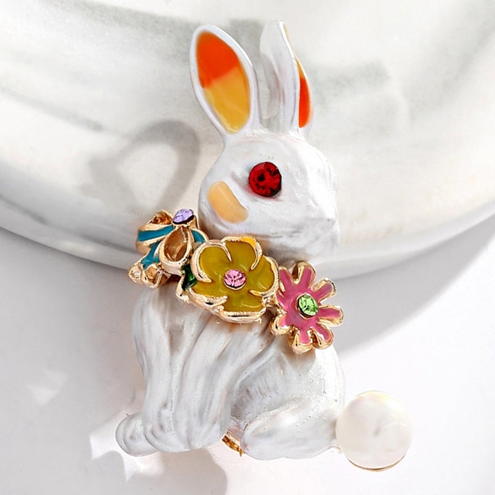 Women Rabbit Rhinestone Enamel Brooch Pin Badge Banquet Party Suit Lapel Decor Image 1