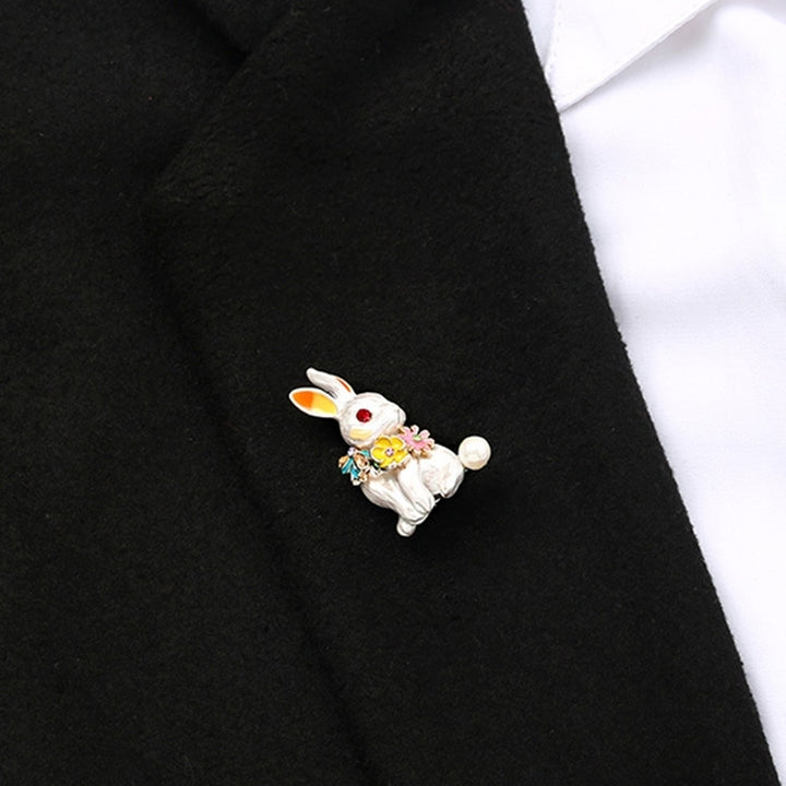 Women Rabbit Rhinestone Enamel Brooch Pin Badge Banquet Party Suit Lapel Decor Image 4