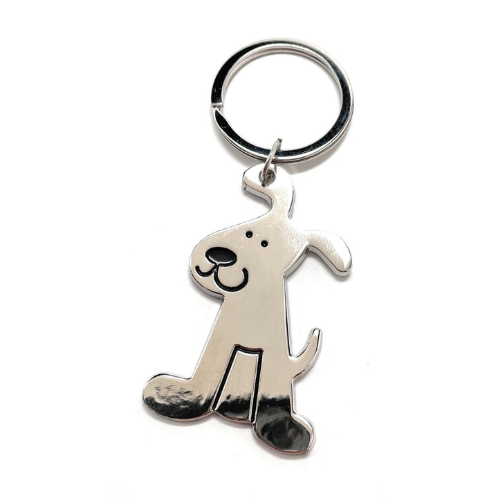 Dog Keychain Solid Silver with Black Enamel Charm Puppy Key Chain with Key Ring  Dog Gift Image 3