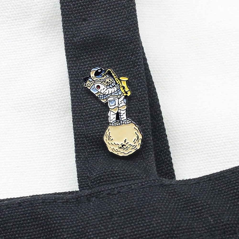 Unisex Astronaut Playing Saxophone Enamel Brooch Pin Badge Clothes Bag Hat Decor Image 2