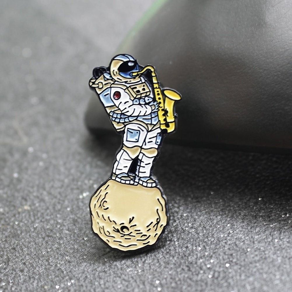 Unisex Astronaut Playing Saxophone Enamel Brooch Pin Badge Clothes Bag Hat Decor Image 7