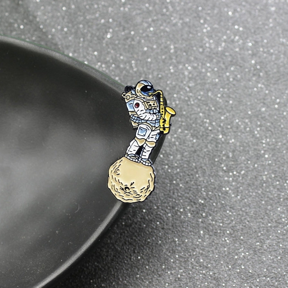 Unisex Astronaut Playing Saxophone Enamel Brooch Pin Badge Clothes Bag Hat Decor Image 8