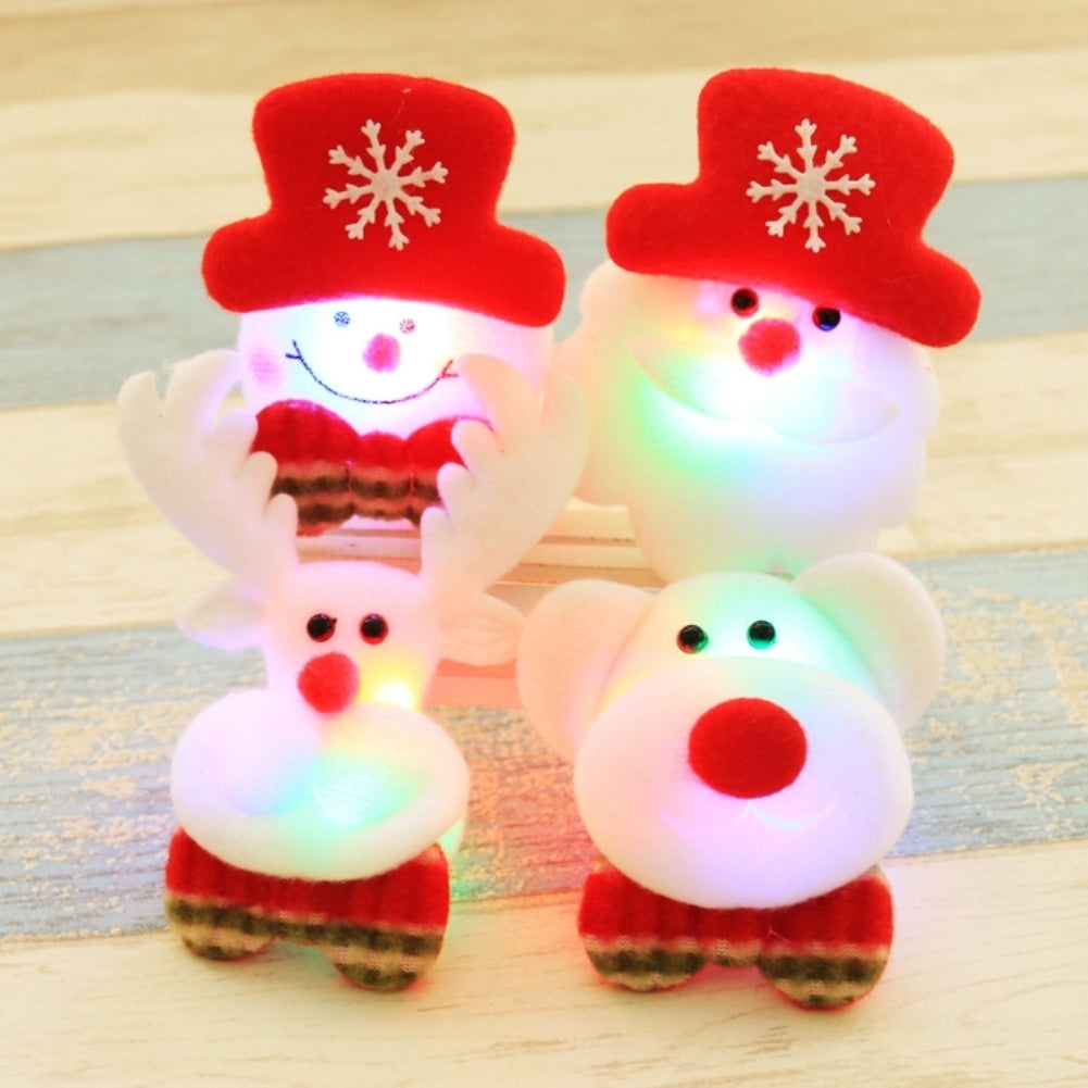 Cute Kids Adults Santa Claus Flashing LED Light Party Badge Brooch Pin Xmas Gift Image 4