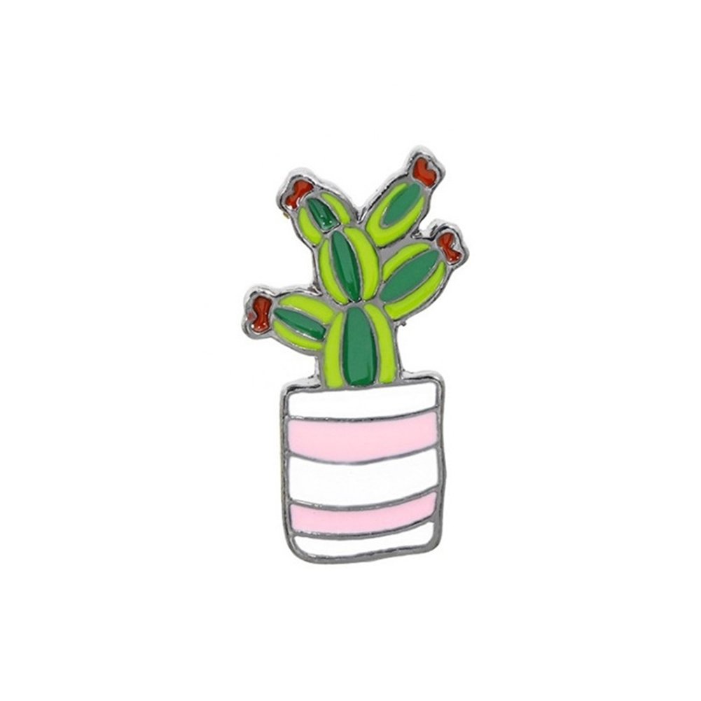 Cartoon Unisex Cactus Flower Enamel Plant Brooch Pin Denim Jacket Badge Decor Image 7