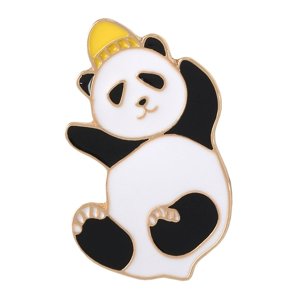 Unisex Cartoon Panda Hat Alloy Brooch Pin Badge Lapel Bag Denim Jacket Decor Image 4