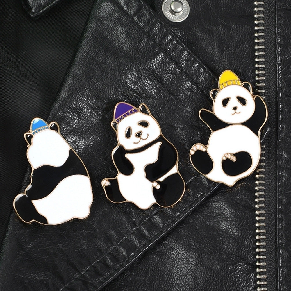 Unisex Cartoon Panda Hat Alloy Brooch Pin Badge Lapel Bag Denim Jacket Decor Image 7