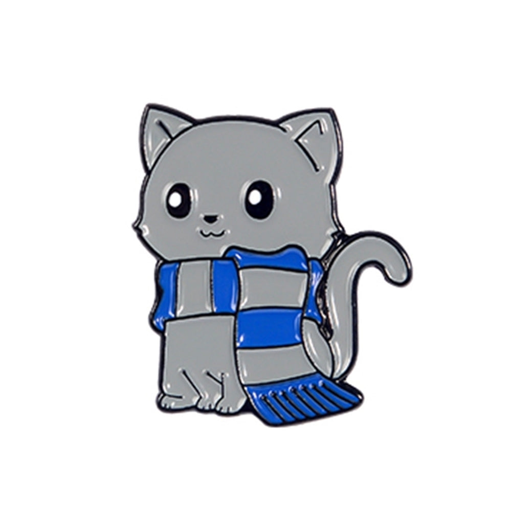 Unisex Cartoon Cat Scarf Shape Alloy Brooch Pin Lapel Denim Jacket Badge Decor Image 4