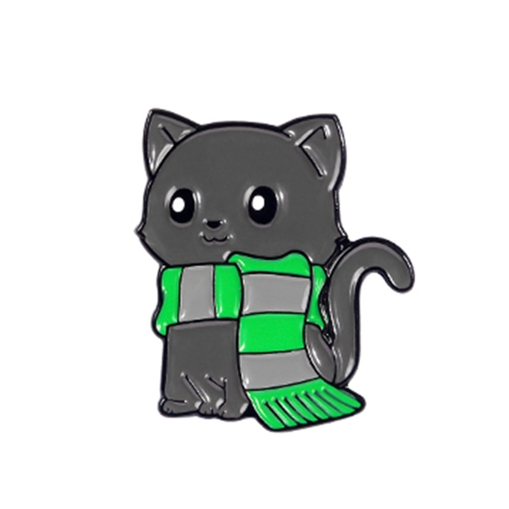 Unisex Cartoon Cat Scarf Shape Alloy Brooch Pin Lapel Denim Jacket Badge Decor Image 4