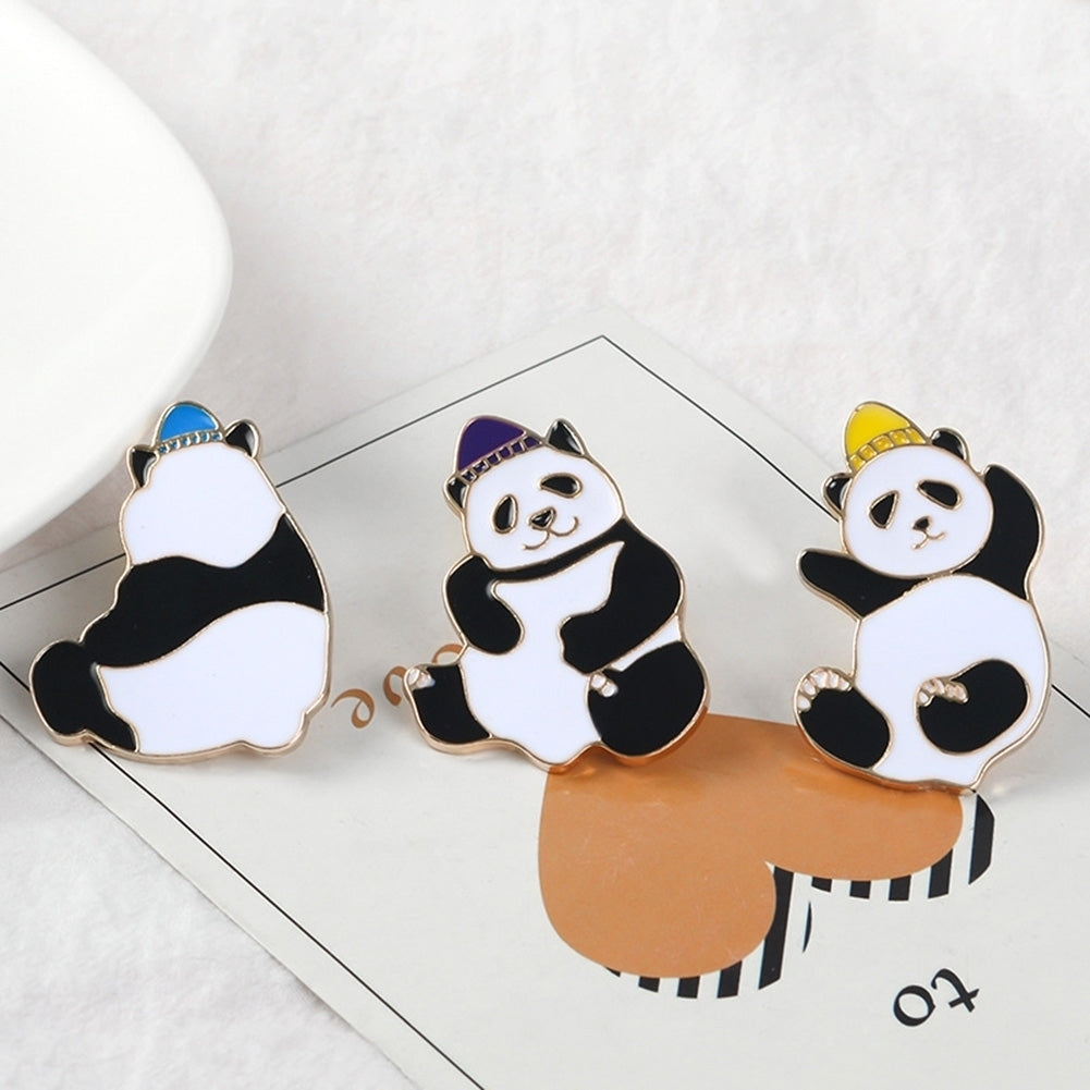 Unisex Cartoon Panda Hat Alloy Brooch Pin Badge Lapel Bag Denim Jacket Decor Image 10