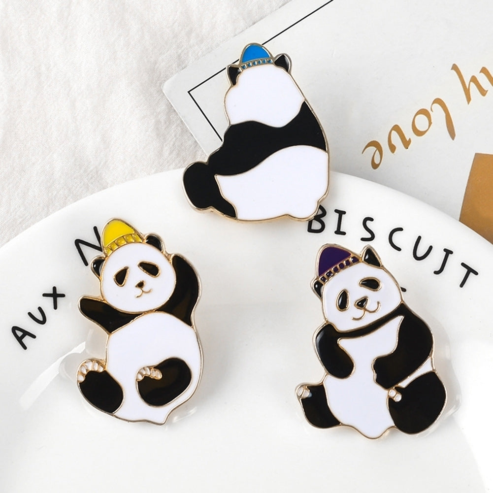 Unisex Cartoon Panda Hat Alloy Brooch Pin Badge Lapel Bag Denim Jacket Decor Image 11