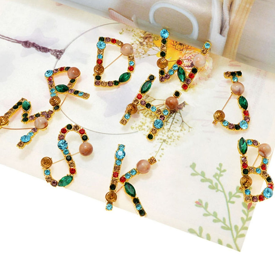 Brooch Exquisite Beautiful Colorful Letter Brooch Pin for Banquet Image 1